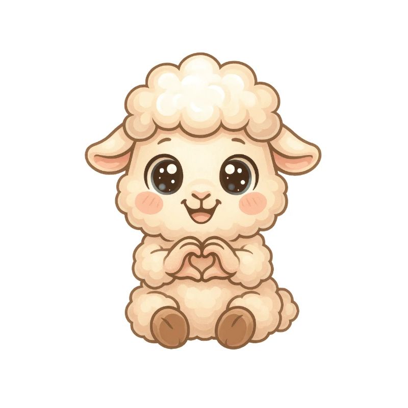 Mouton mignon avec des mains en forme de cœur