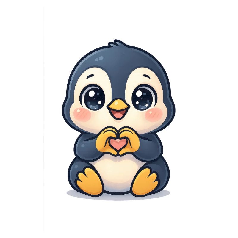 Süßer Penguin mit Herzhänden 