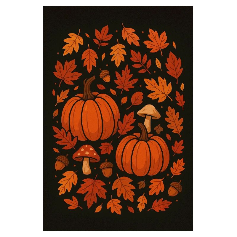 Autumn Pattern Pumpkins and Mushrooms