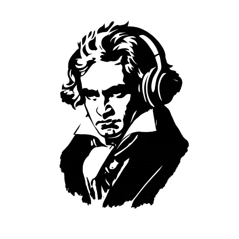 Ludwig van Beethoven mit Kopfhörern