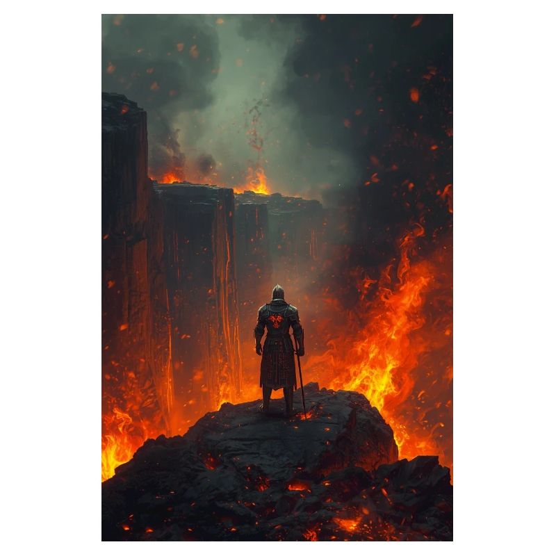 Flammender Ritter am Lavafeld