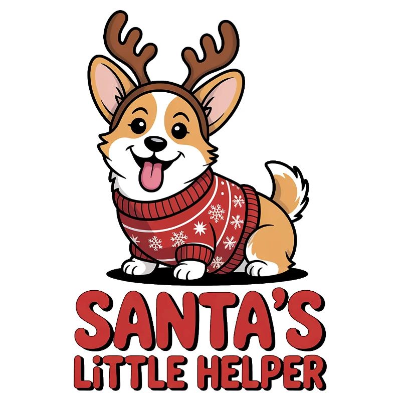 Weihnachts-Corgi – lustiger Hund mit Geweih und Pu