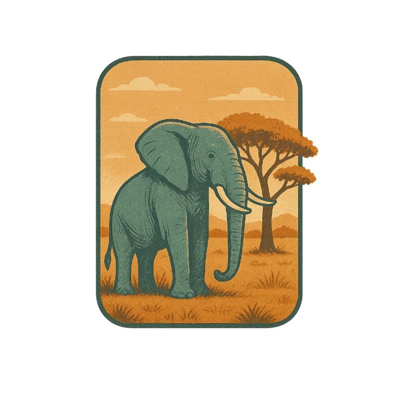 Savanna Elephant Vintage Panel