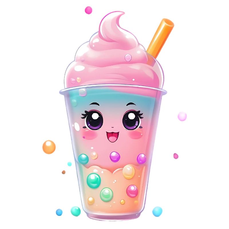 Kawaii Bubble Tea Becher Pastell