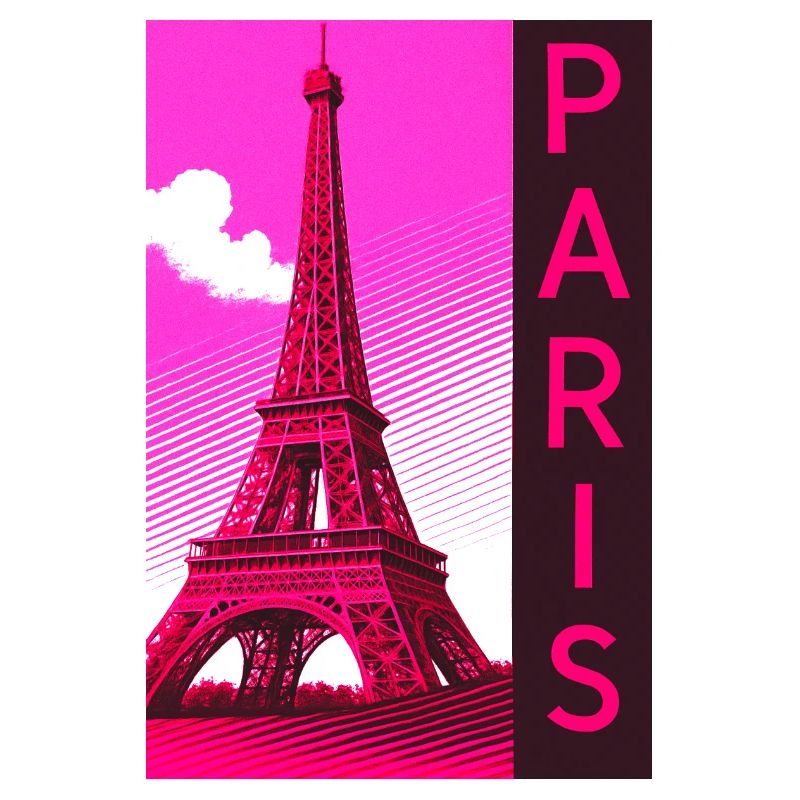 Paris Pink Eiffel Tower Retro