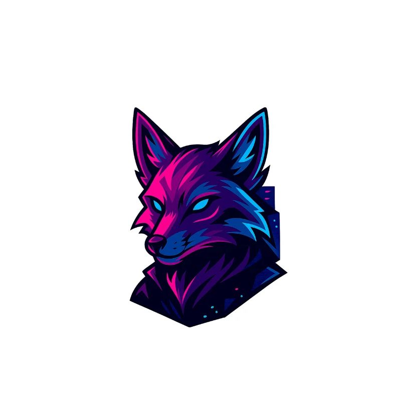 Neon fox head in cyberpunk style