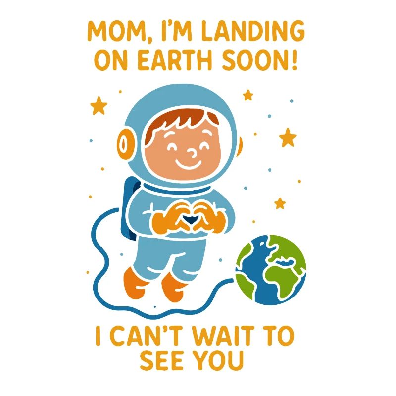 Maman, je vais bientôt atterrir, bébé garçon, espace, grossesse