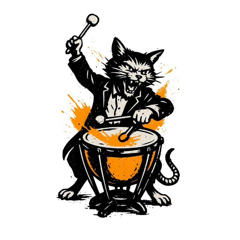 Katzenband Trommelheld im Comicstil