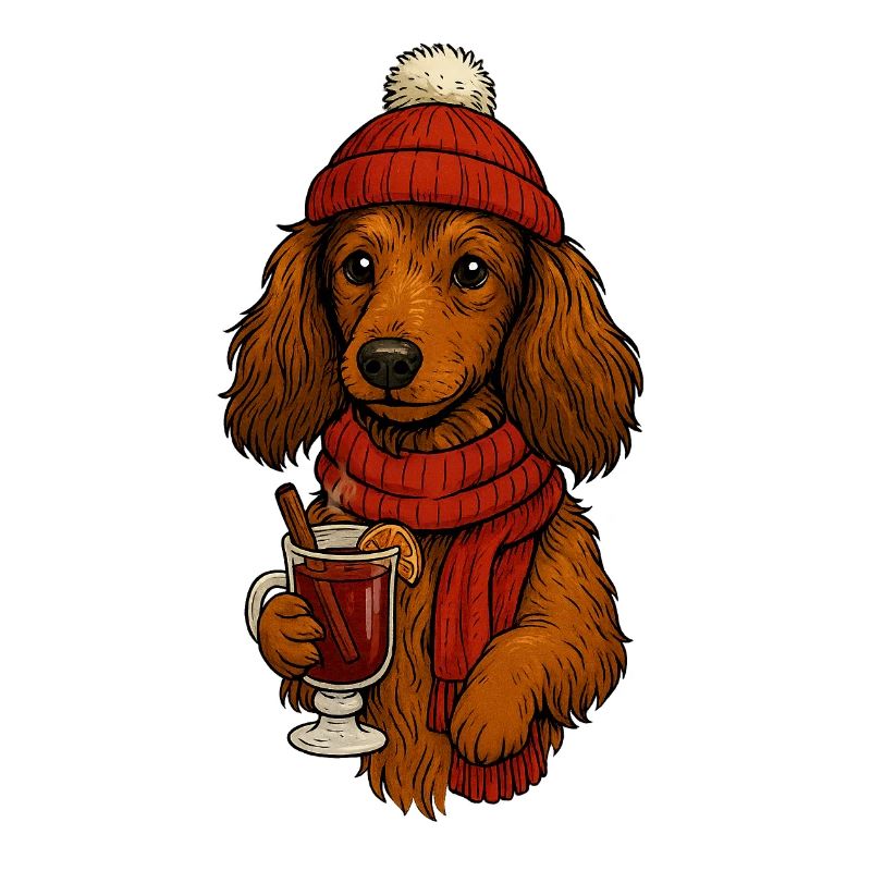 Chien chaud d’hiver avec boisson