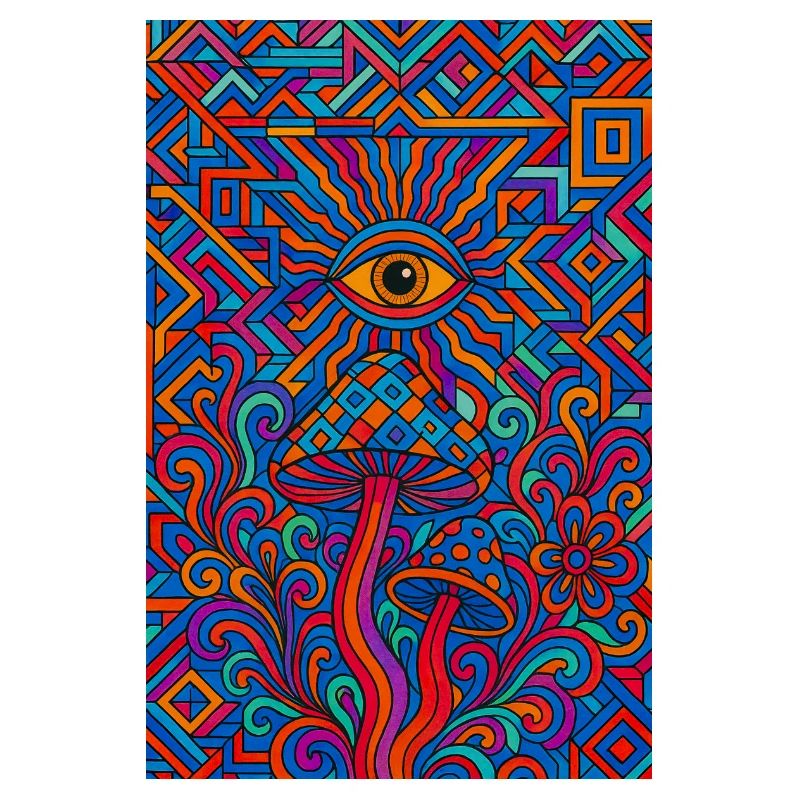 Psychedelic Eye and Mushrooms