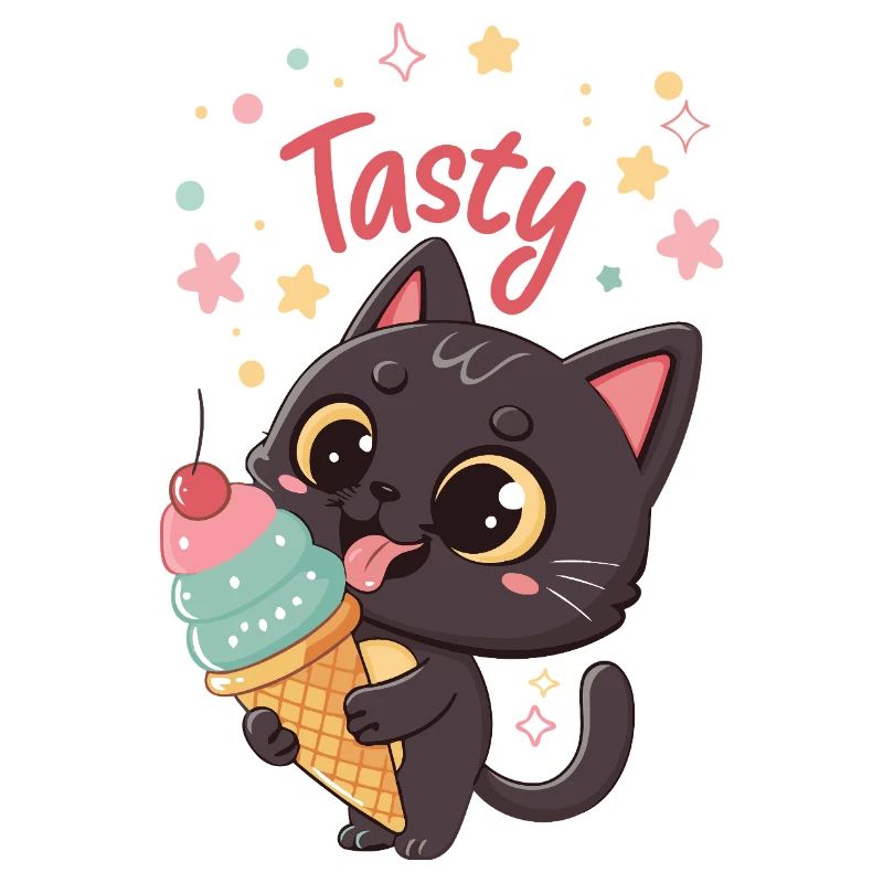 Chat gourmand et crème glacée