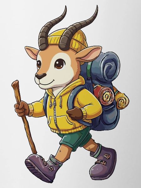Cute Antelope Hiking Camping Adventure Backpacker
