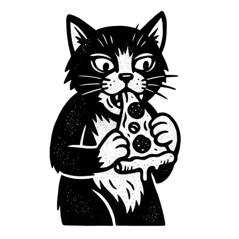 Chat pizza dans un style cartoon