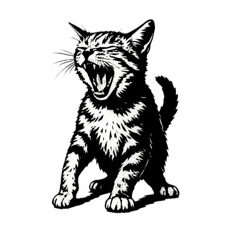 Angry Black Cat Line Drawing