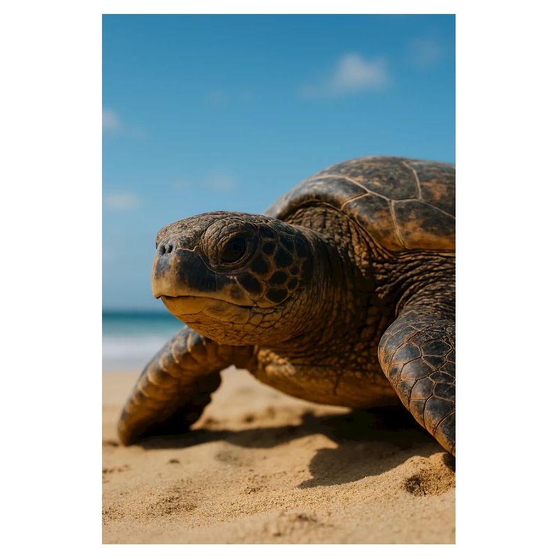 Turtle on beach in sunshine