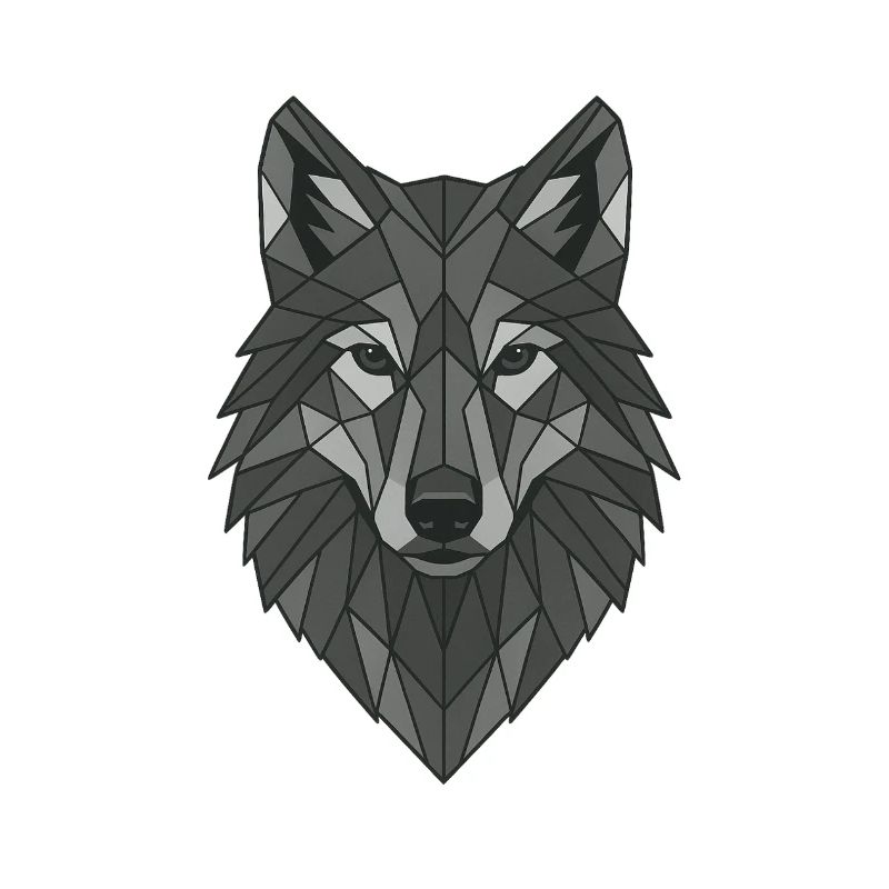 Geometrischer Grau-Wolfskopf