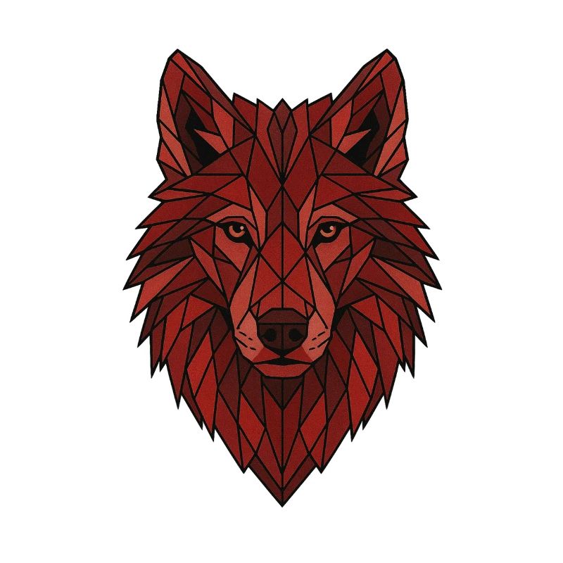 Red Geometric Wolf