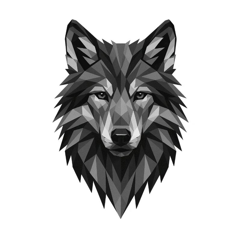 Geometric Gray Wolf Head
