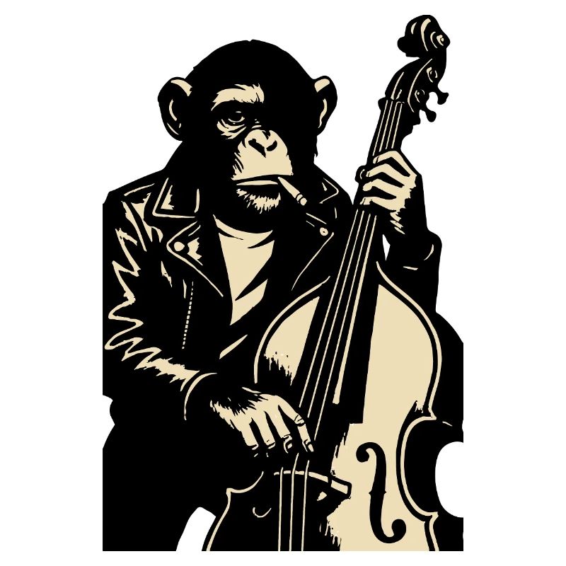 Contrebassiste singe en cuir