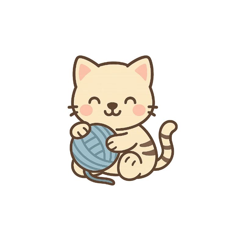 Chaton mignon avec pelote bleue