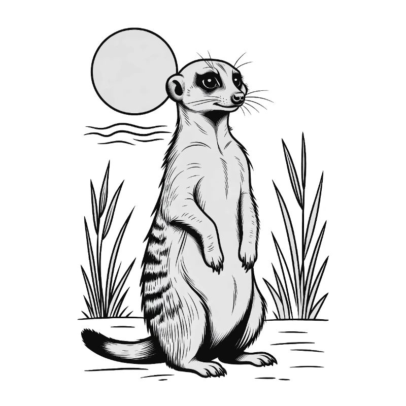 Esquisse nocturne au clair de lune sur la suricate