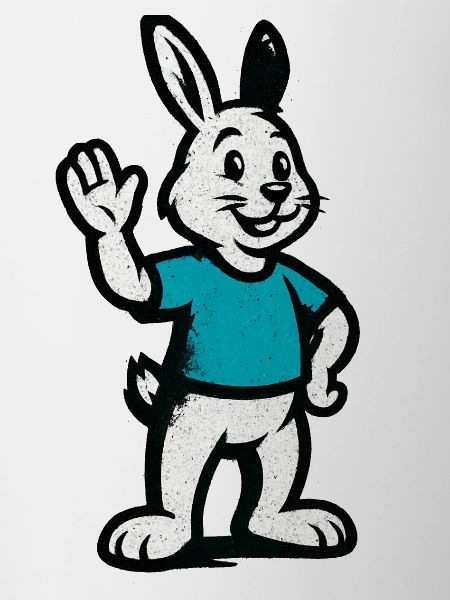 Waving bunny in blue