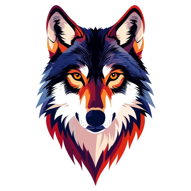 Farbiger Wolfkopf Wolfsblick Wolf Kopf Motiv