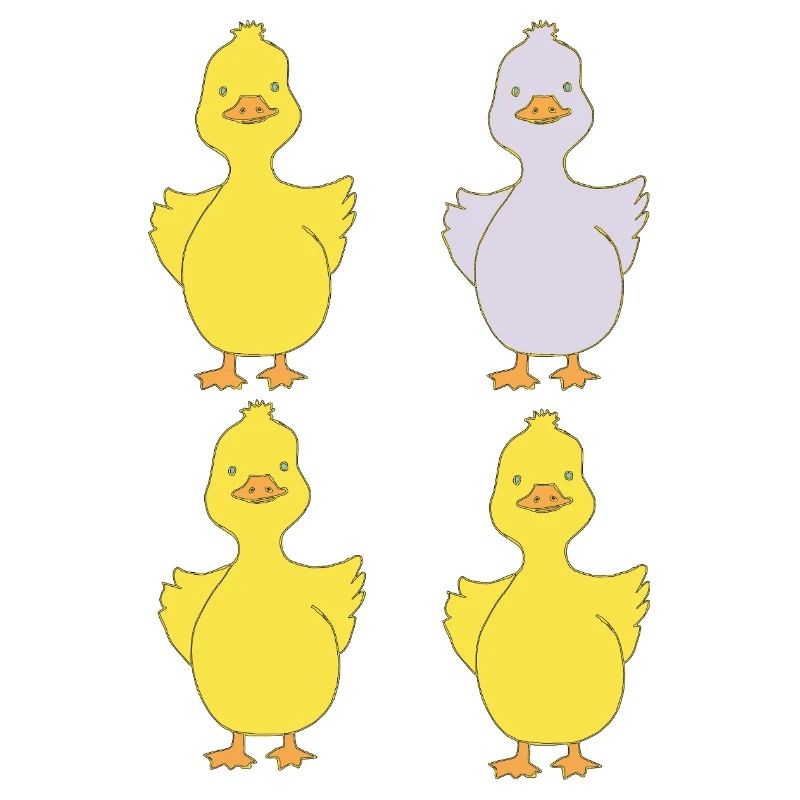 Quatre canards, un violet
