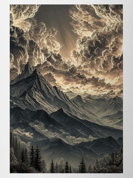 Dramatische Berglandschaft im Dämmerlicht