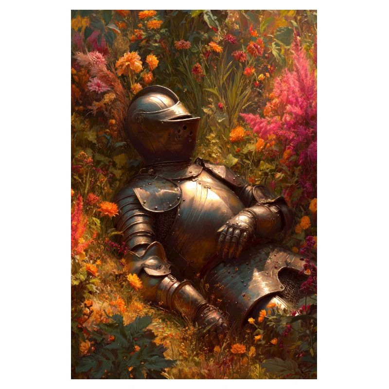 Chevalier dans le jardin floral