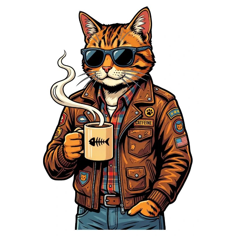 Katzenbiker mit Kaffee