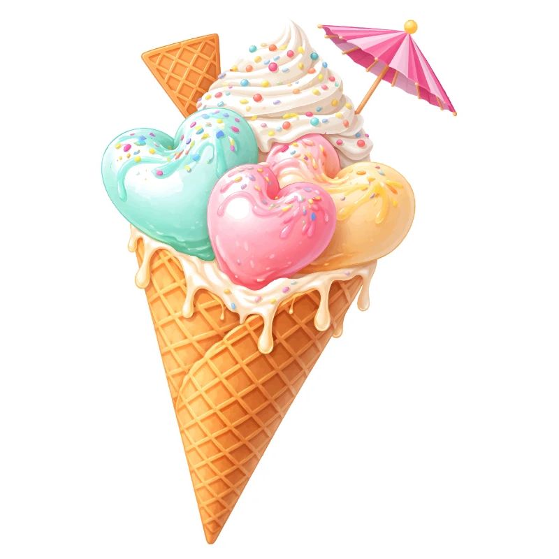Herz Eis in Waffel Illustration 