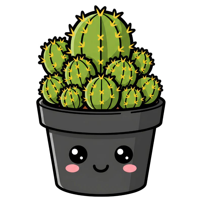 Jardin de pots de cactus de Kawaii