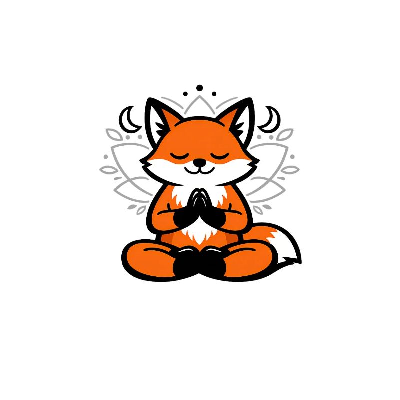 Meditating fox in mandala