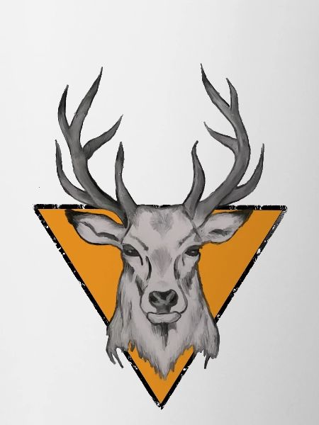Deer head in orange triangle