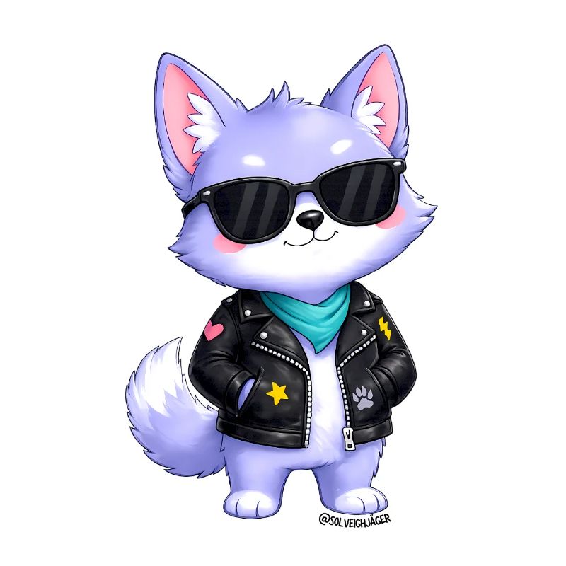 Kleiner lila Wolf Sticker