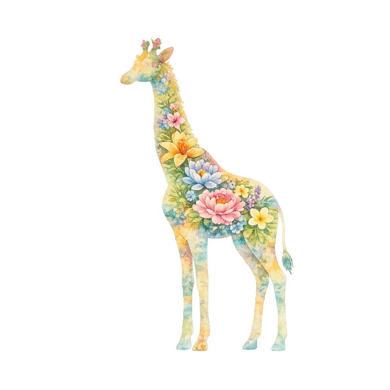 Silhouette florale de girafe