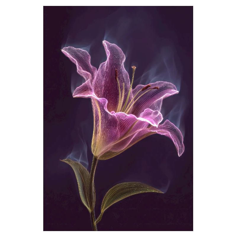 Neon Lily Glow in Violet Night