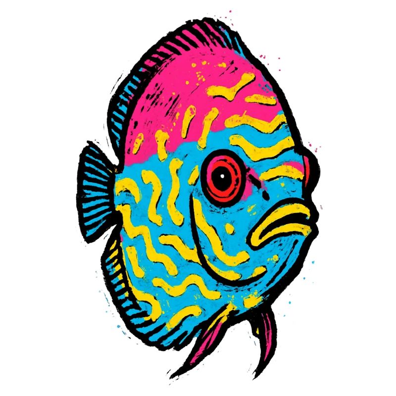 Poisson Discus Pop Art Rose et Jaune Vibrant