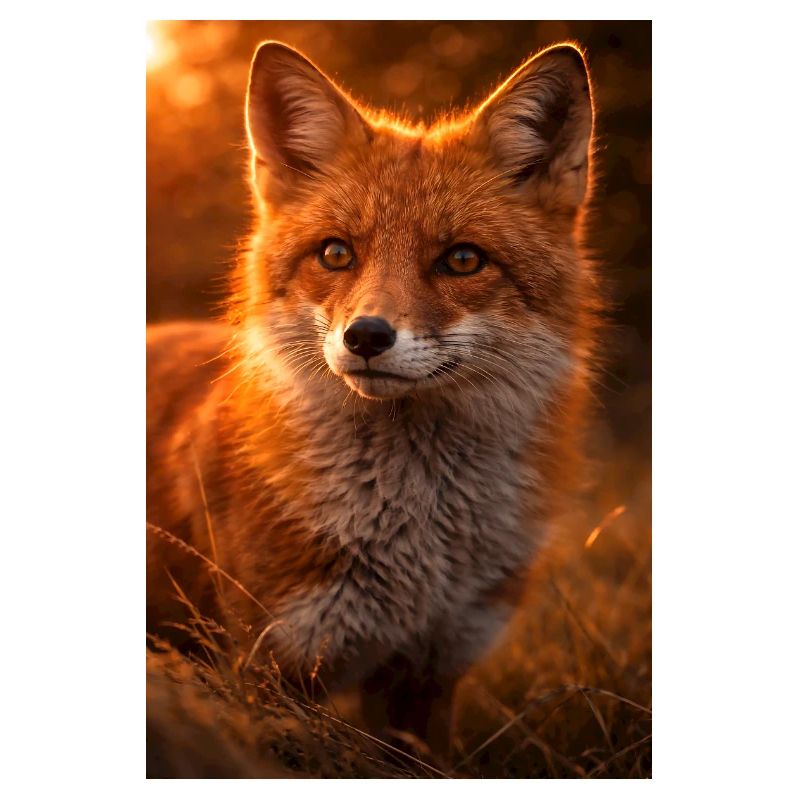 Orange fox at sunset
