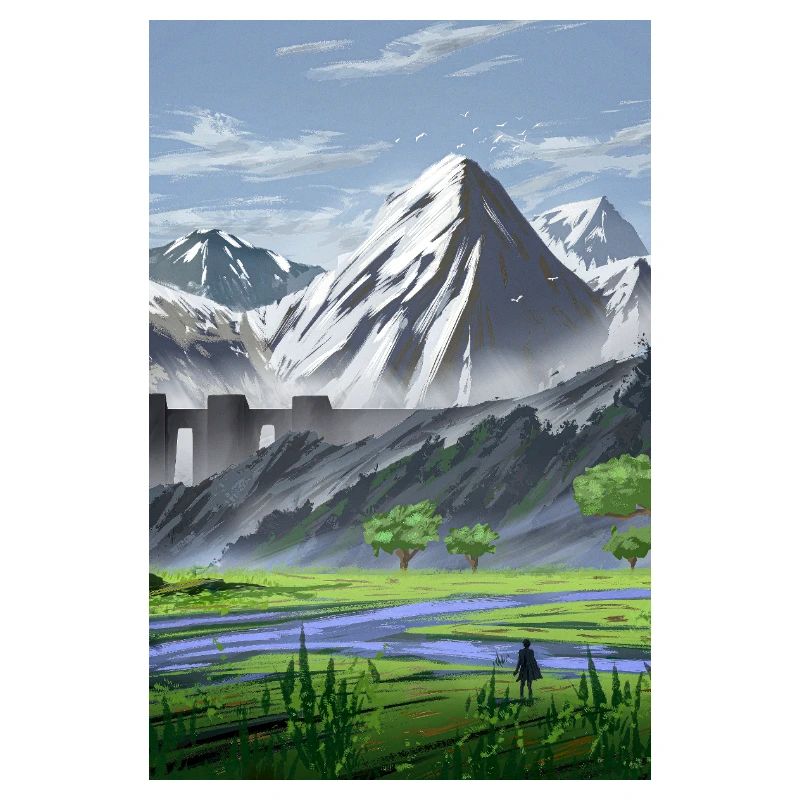 Alpine mountains and serene valley