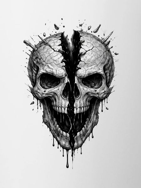 Split Skull Gothic Horror-Grafik