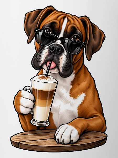 Boxer mit Latte Macchiato