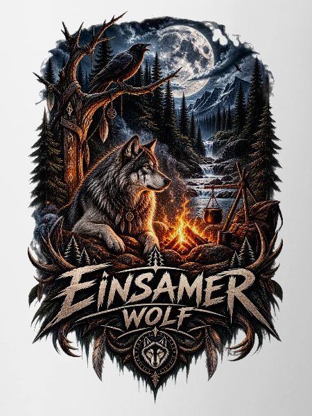 Einsamer Wolf im Mondlicht Wald