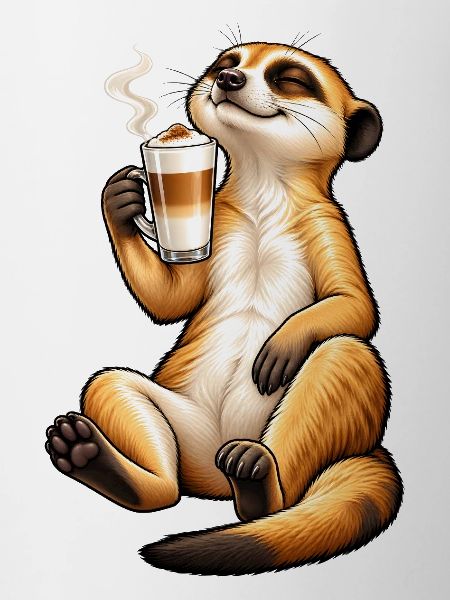 Süßes Erdmännchen mit Latte Macchiato