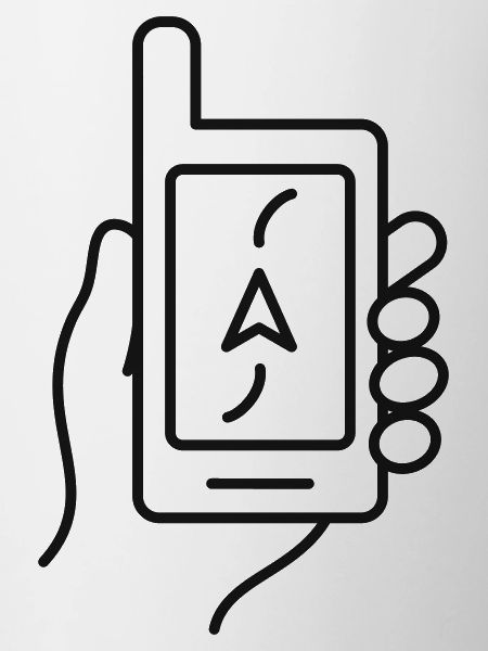 GPS im Handlinien-Symbol