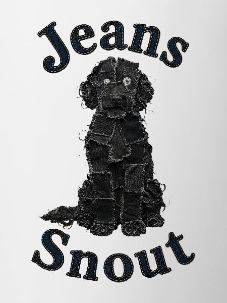 Schwarzer Doodle im Jeansflicken-Stil
