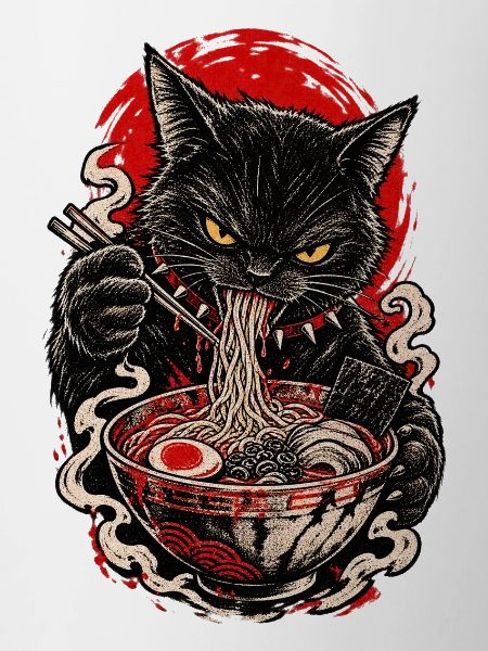 Brennende Ramen-Katze