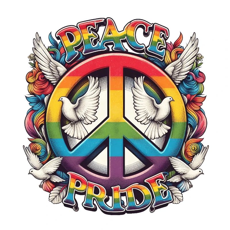 Peace Love Pride Rainbow Design