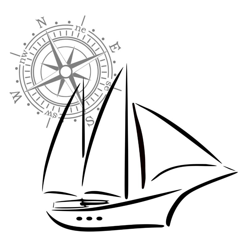 Kompass und Segelschiff